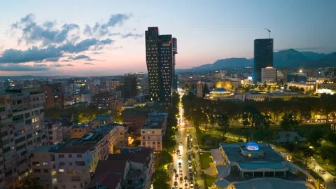 Tirana Hyper- lapse. 4 Ever Green Tower Vídeos de archivo 239151696