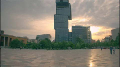 Tirana main square sunset timelapse 17th March 2025 Stock-Footage 311510456