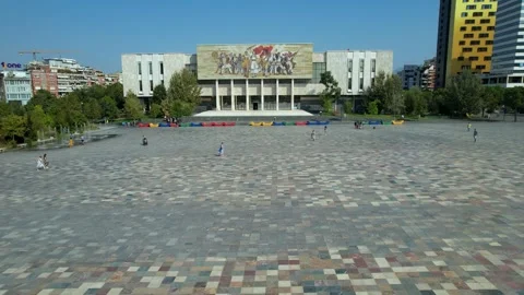 Tirana's Marvelous Mosaic Square: Centered in the Heart of the City, Stock Footage 251867529