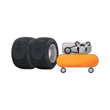 Tire with air compressor illustration Stock Illustration