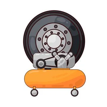 Tire with air compressor illustration Stock Illustration