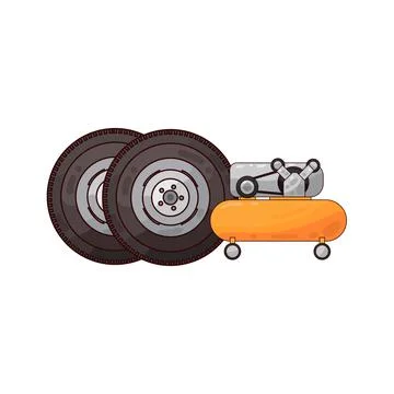 Tire with air compressor illustration Stock Illustration