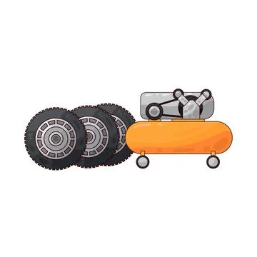 Tire with air compressor illustration Stock Illustration