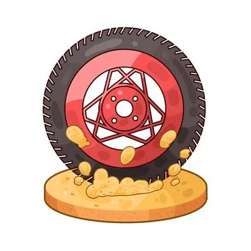Tire with air compressor illustration Stock Illustration