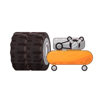 Tire with air compressor illustration Stock Illustration