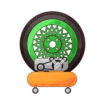 Tire with air compressor illustration Stock Illustration