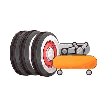 Tire with air compressor illustration Stock Illustration