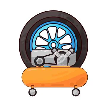 Tire with air compressor illustration Stock Illustration