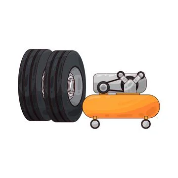 Tire with air compressor illustration Stock Illustration