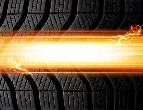 Tire and flames background Stock Illustration