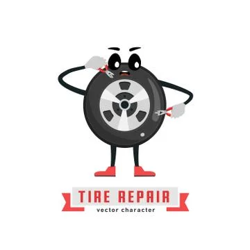 Tire character image Stock Illustration