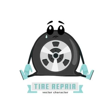 Tire character image Stock Illustration