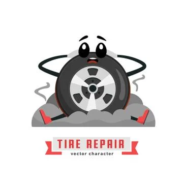 Tire character image Stock Illustration