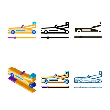 Tire equipment set icon vector outline Stock Illustration