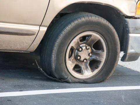 Tire failure Stock Photos