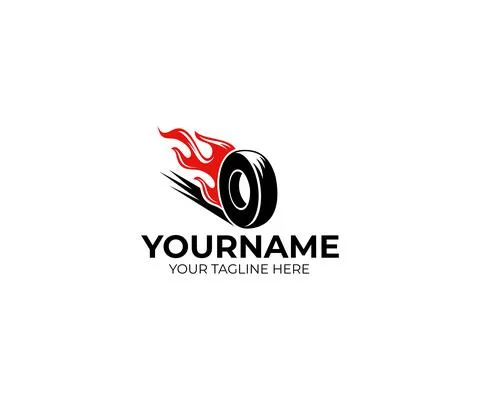 Tire With Fire Logo Design Stock Illustration