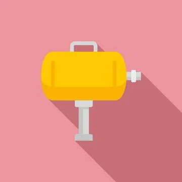Tire fitting air compressor icon, flat style Stock Illustration