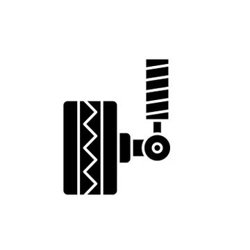 Tire fitting black icon, vector sign on isolated background. Tire fitting Stock Illustration