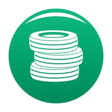 Tire fitting icon vector green Stock Illustration