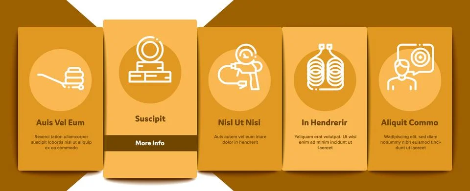 Tire Fitting Service Onboarding Elements Icons Set Vector Illustrazione stock