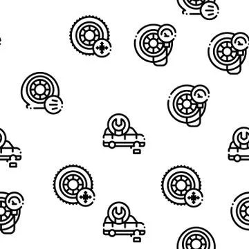 Tire Fitting Service Seamless Pattern Vector Stock Illustration