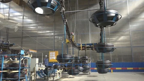 Tire Manufacturing Process Stock Footage