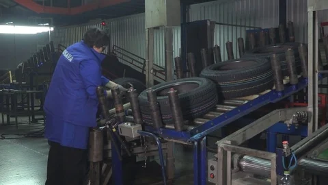 Tire Manufacturing Process Stock Footage 75520964