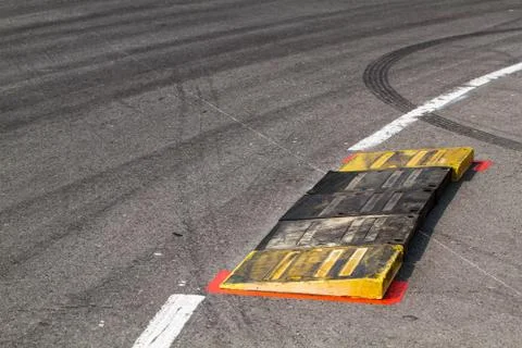 Tire marks on road track Stock Photos