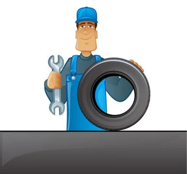 Tire mechanic Stock Illustration