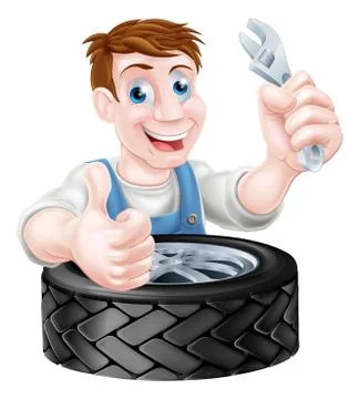 Tire Mechanic Stock Illustration