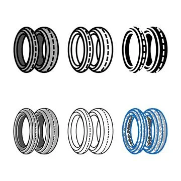 Tire motorcycle accessory set color icon vector Stock Illustration
