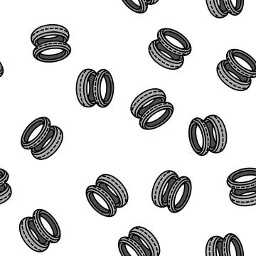 Tire motorcycle accessory vector seamless pattern Stock Illustration