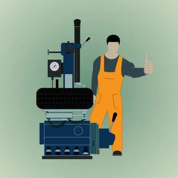 Tire mounting and Balancing Illustrazione stock