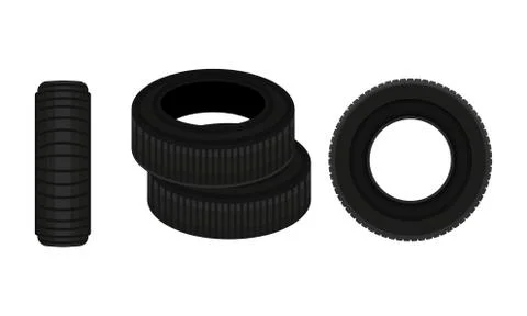 Tire or Tyre as Ring-shaped Component of Wheel Rim Vector Set Stock Illustration