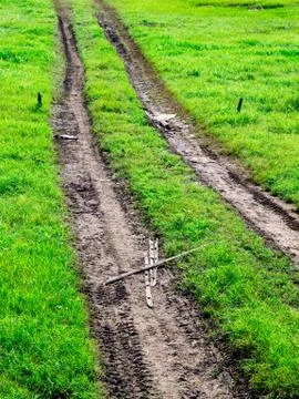 Tire Path In Greenfield Stock Photos