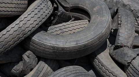 Tire Pile Pan l/r Stock Footage 62210126