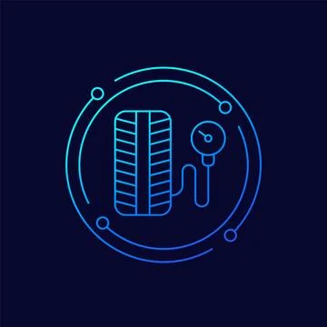 Tire pressure icon, linear design Stock Illustration