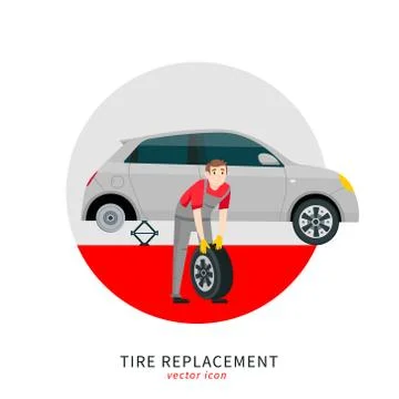 Tire replacement icon Stock Illustration