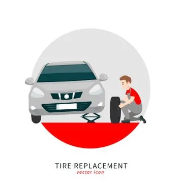 Tire replacement icon Stock Illustration