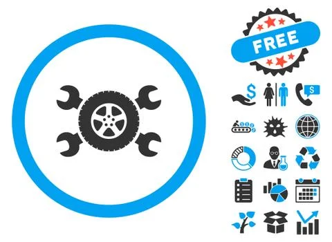 Tire Service Flat Vector Icon with Bonus イラスト素材