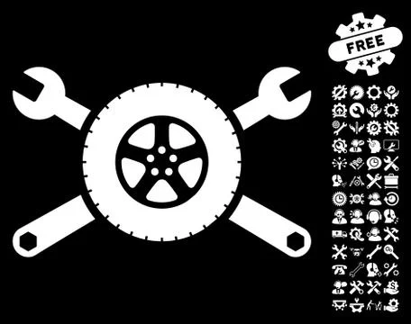 Tire Service Wrenches Vector Icon With Tools Bonus イラスト素材