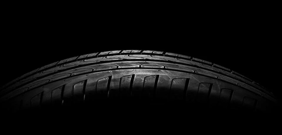 Tire stack background. Selective focus. Stock Photos
