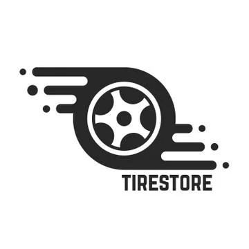 Tire store with abstract tyre Stock Illustration