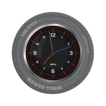 Tire style wall clock Stock Illustration