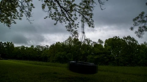 Tire swing storm Stock Footage 92440916