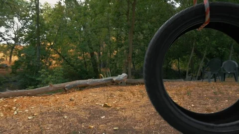 Tire swing swinging in front of camera Stock-Footage 127464025