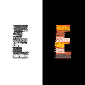 Tire track letter E Stock Illustration