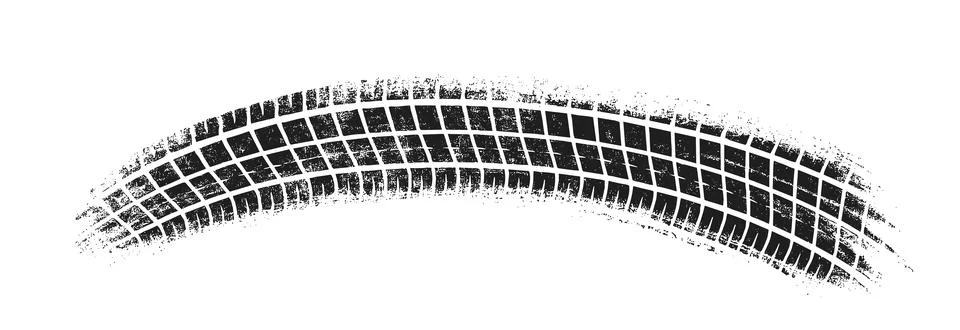 Tire track mark wheel vector pattern. Tyre car tread print texture race bicycle Stock Illustration