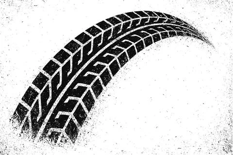 Tire track mark wheel vector pattern. Tyre car tread print texture race bicycle Illustrazione stock