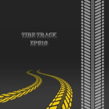 Tire track with perspective and template for tire brush Illustrazione stock